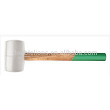 Martelo de borracha branco com alça de madeira, martelo de borracha
